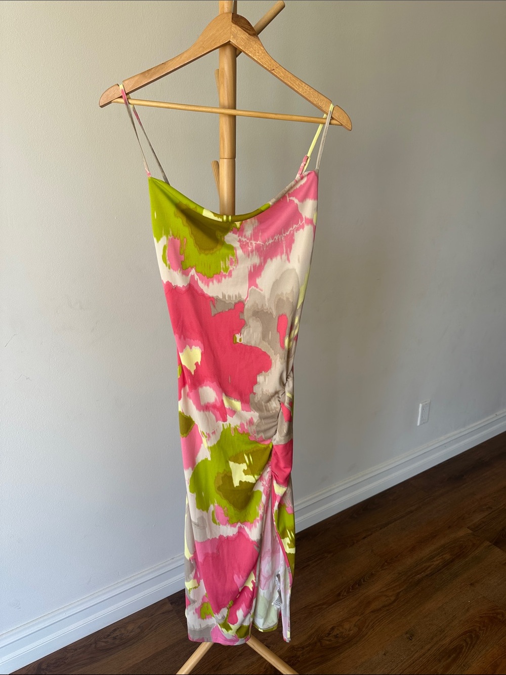 Forever 21 Pink & Lime Tie-Dye Slip Dress